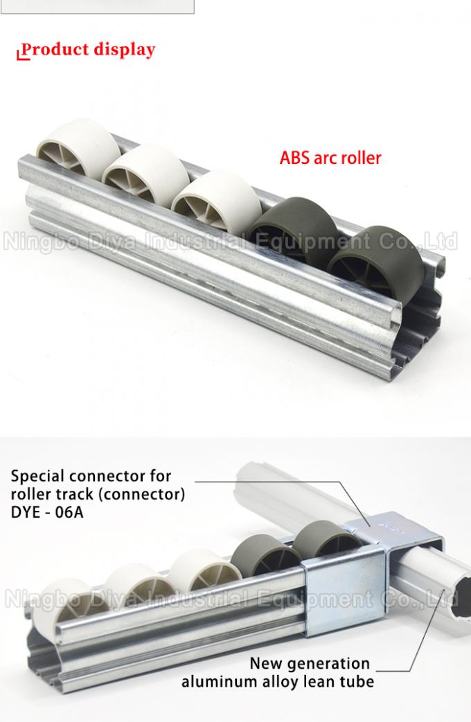 ABS / PP Curved Sliding Roller Track Customized Length With Plastic Wheel