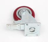 Red Color Industrial Caster Wheels 4 Inch Ball Bearing Large Loading Capacity