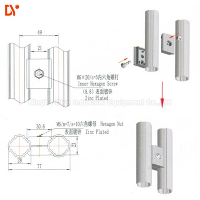 Aluminium Joint Parallel Connector for Aluminium Lean Pipe Od 28mm