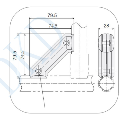 DYJ28-A09D 45° Reinforced Joint Aluminum Alloy Lean Tube Fittings