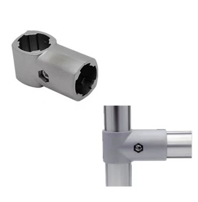 DYJ28-C01 OD28mm Flexible Industry Aluminum Lean Pipe Connector Corner Joint Metal Product