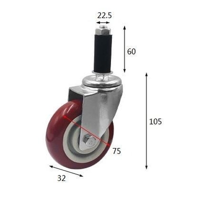 3 Inch Expansion Insert Casters 75MM PVC Caster Trolley Cart Wheel Swivel Industrial Castor With Stainless Steel Fork