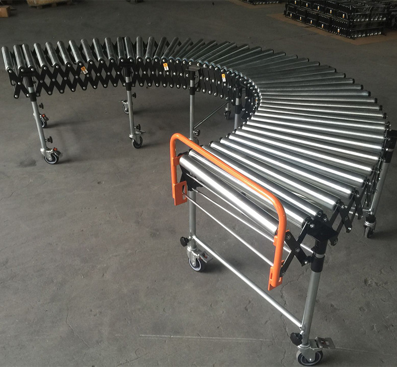 Vehicle Loading Unloading Roller Conveyor System Zinc Plated Flexible
