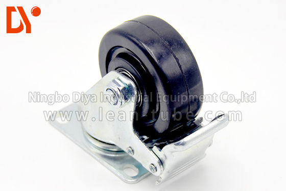 Flat Industrial Caster Wheels Nylon Material White / Black Color Universal Style