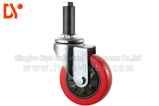 Black / Red Color Heavy Duty Casters , Anti Static Wheels Castors Flat Type