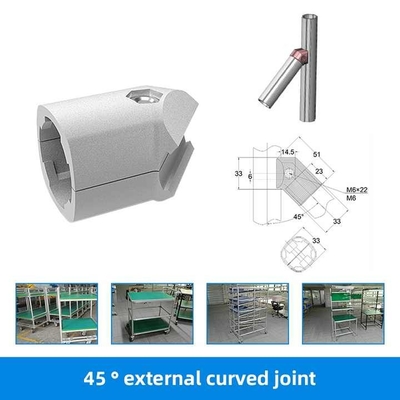 DYJ28-A09 Lean Tube Connector 45°Joints Outer Type Aluminum Tube Aluminum Alloy Fixed Connector