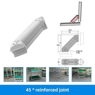 DYJ28-A09D 45° Reinforced Joint Aluminum Alloy Lean Tube Fittings