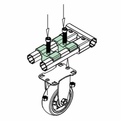 DYE28-02 Castor Wheel Mounting Base Wheel Support Bracket For Lean Rack System