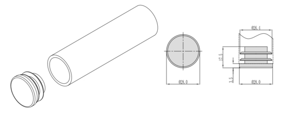 DY-01 Endcap For 0.8-1.2mm Thickness Lean Pipe Tubes