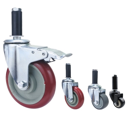 3inch Lean tube casters expansion universal wheel compound wire rod round tube rod brake wheel