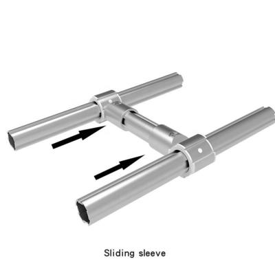 DYE28-L37D China Aluminum Lean Pipe Sliding Fitting Fasteners OD28 Tube Joint Steel Pipe Sleeve