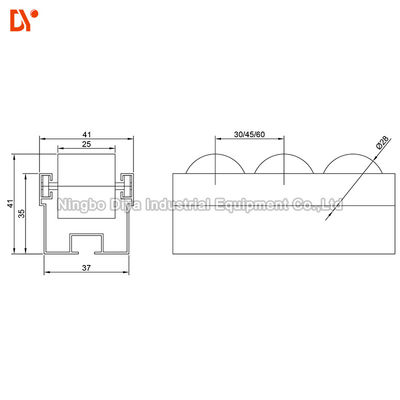 Flow Rail Roller Track Fluent strip , PP / ABS Gravity Roller Track 28mm x 25mm