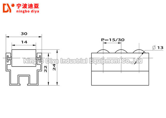 Mini Size Plastic Roller Track , Aluminium Alloy Roller Track Fluent strip 24mm Height