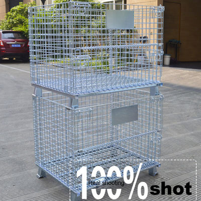 OEM Customized Welded Steel Foldable Wire Mesh Cage For Warehouse Storage