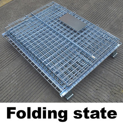 Lockable Foldable Wire Mesh Cage / Heavy Duty Wire Mesh Pallet Cages 50x50mm