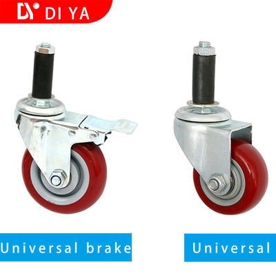 Red 3 Inch Rubber Caster Wheels Static - Free / Universal Heavy Duty Caster Wheels