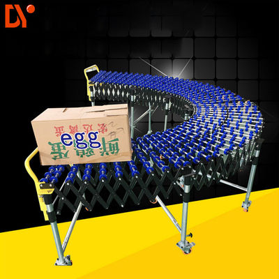 Flexible Carrier Roller Conveyor Belt System Expandable Stretchable Gravity Type