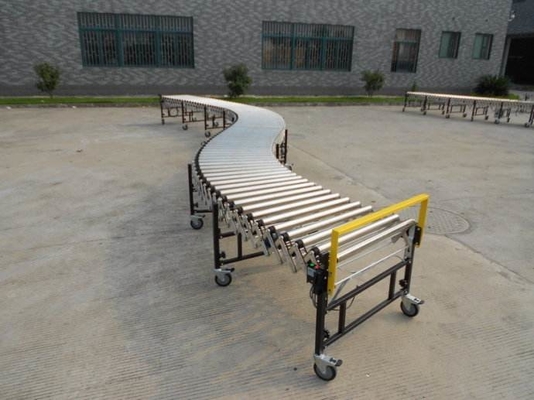 Retractable Carbon Steel Expandable Gravity Roller Conveyor System For Industrial Warehouses
